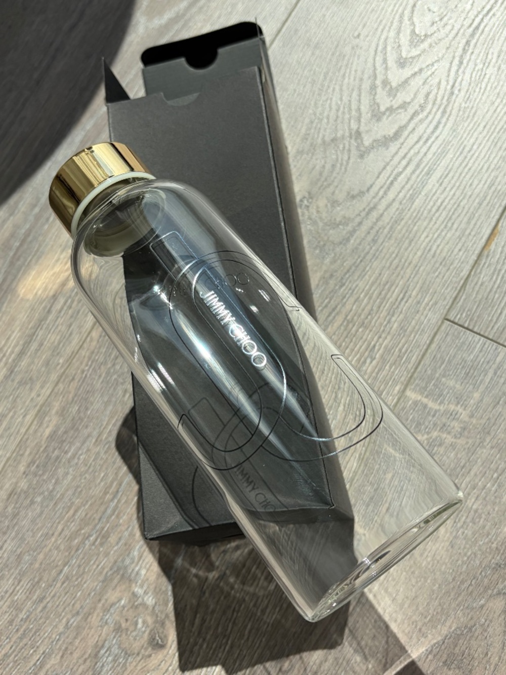 Jimmy Choo glass water bottle